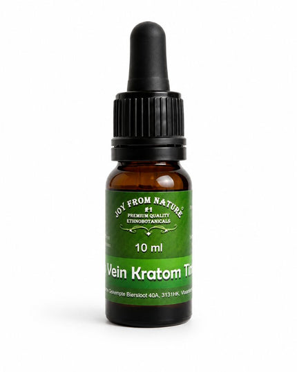 Grüne Pipetten Flasche von kratomshop24 mit einem schwarzen Deckel