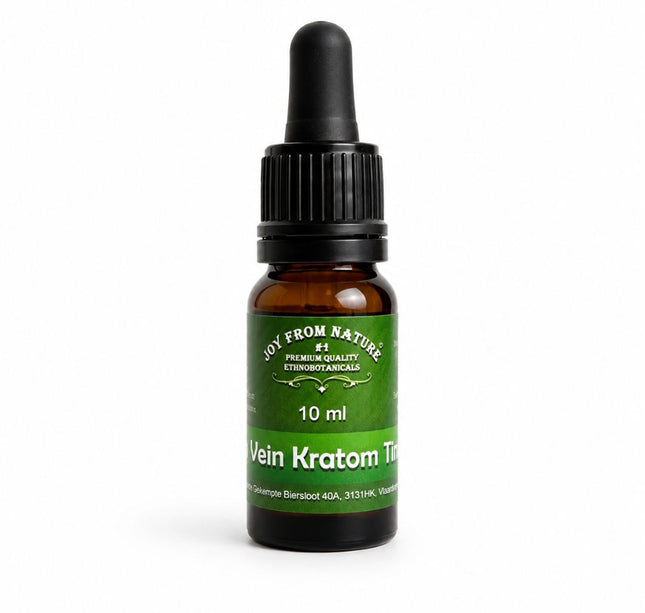 Grüne Pipetten Flasche von kratomshop24 mit einem schwarzen Deckel